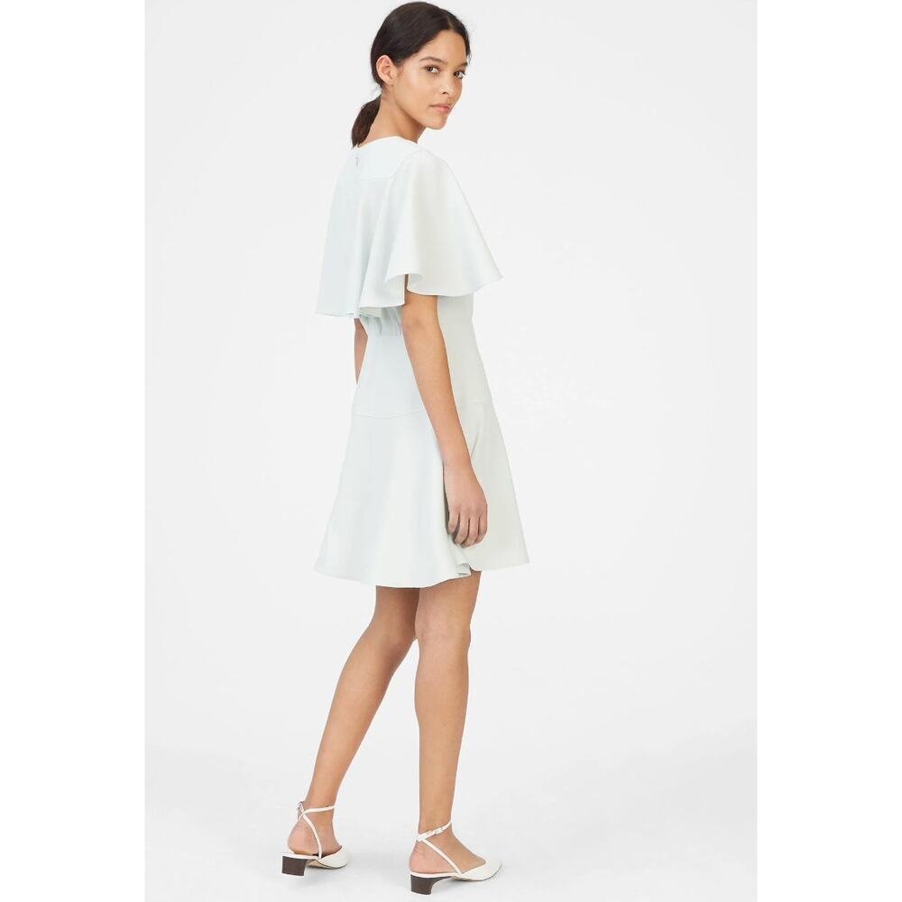 Club Monaco Ceithan Silver‎ Sage Short Cape Sleeve Round Neck Dress Size 12